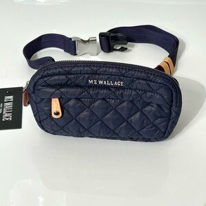 MZ Wallace Metro Sling Quilted Nylon Bag Navy Blue